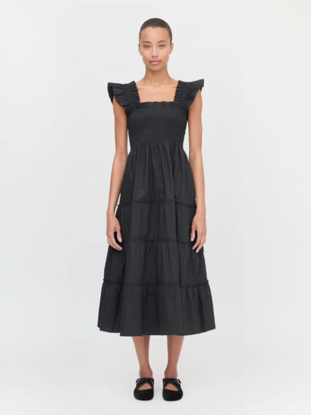 Hill House Ellie Dress in Black Clip Dot - Small
